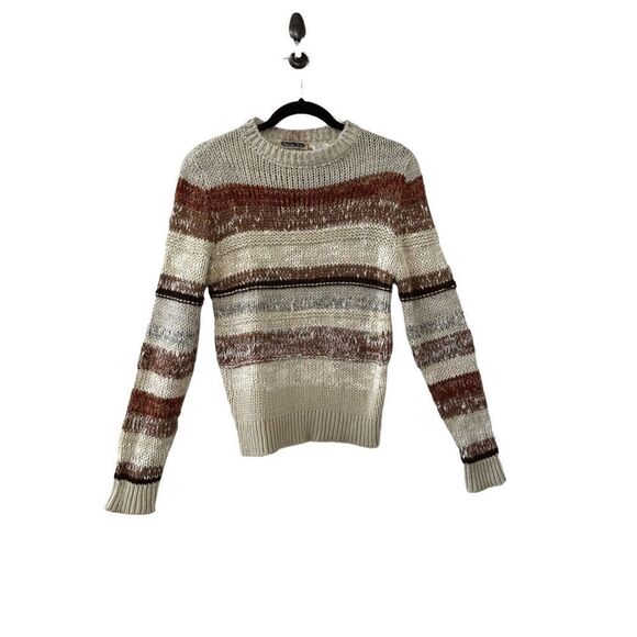 Vintage Mariea Kim Pullover Striped Knitted Sweater Cream Women’s Size Small - Picture 1 of 5